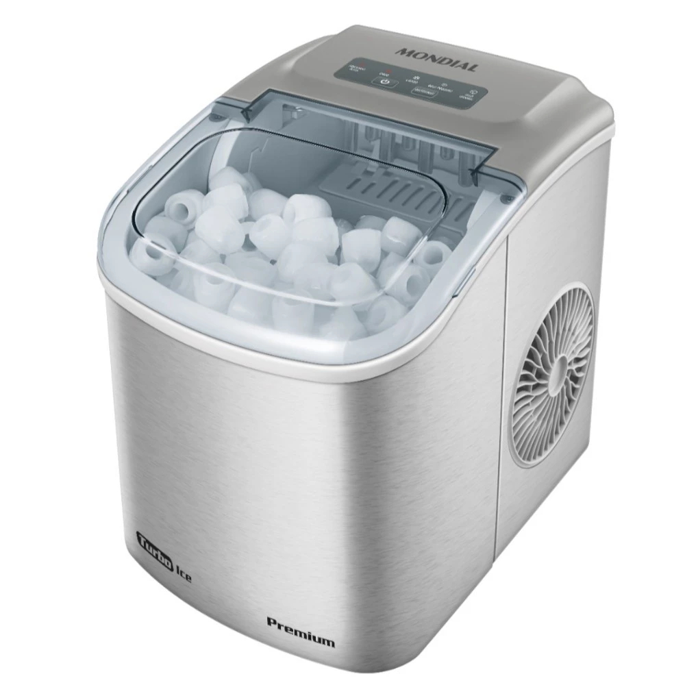 Máquina de Gelo Turbo Ice Premium Cinza Mondial Eficiência e Praticidade para o Seu Dia a