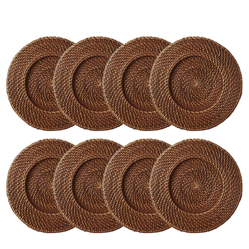  Kit 8 Sousplats Jogo Americano Rattan Bambu – Charme Rústico e Sofisticação