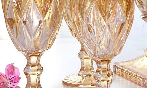 Conjunto de Taças de Vidro Âmbar LYOR Diamond: Sofisticação e Estilo à Mesa