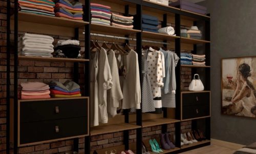 Closet Industrial Marseille 4 Gavetas, 8 Prateleiras, 2 Cabideiros - BlackBrise