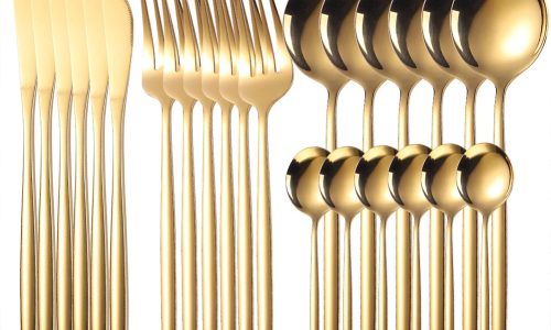 Kit 24 Talheres Dourados em Aço Inoxidável – Sofisticação para Sua Mesa