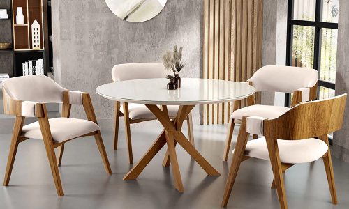 Kit 4 Cadeiras Living Estofadas Suran Suede Bege – Conforto e Elegância para sua Sala
