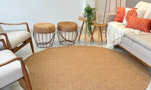 Tapete Redondo Sisal 2x2 Sofisticado, Elegante e Antiderrapante